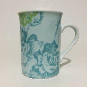 Coffee Mug Cup Blue Green Floral Design R Table